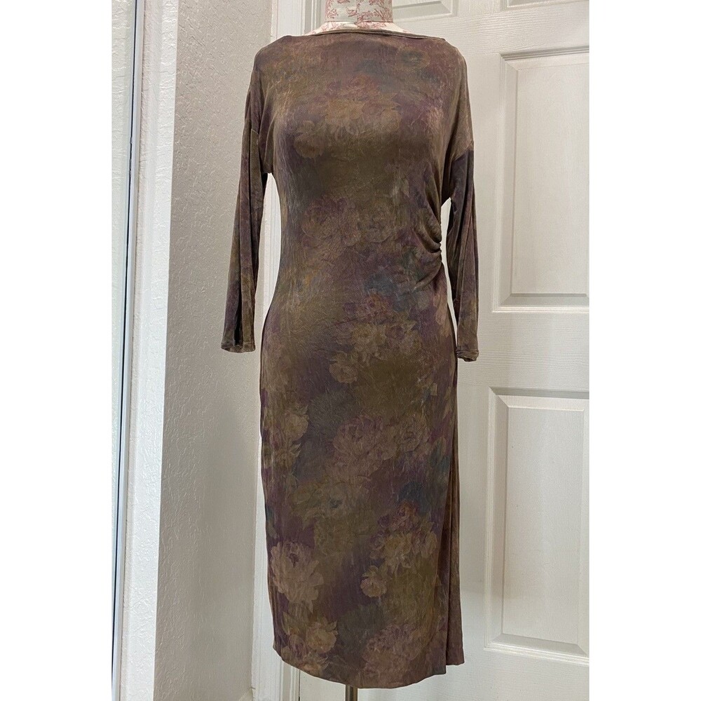 VTG Scruggs Vandervoort Barney Floral Dress M 100% Cashmere True Vintage 40s 50s